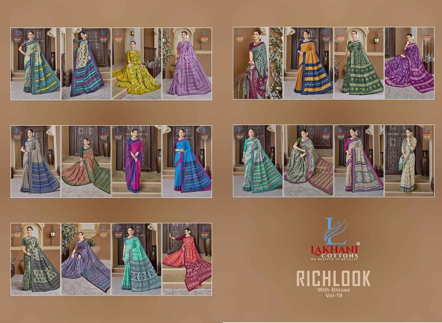 Richlook Vol 19 Lakhani Cotton Sarees Exporter Gujarat