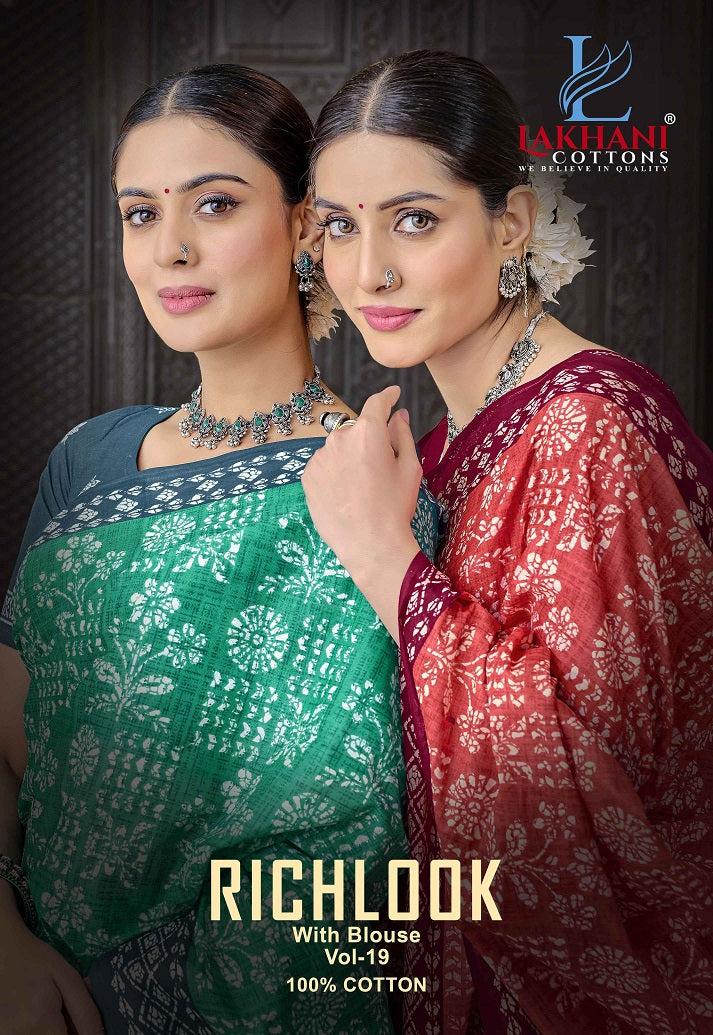Richlook Vol 19 Lakhani Cotton Sarees Exporter Gujarat