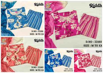 Riddhi 1006 Zoya Rayon Readymade Pant Style Suits Supplier Ahmedabad