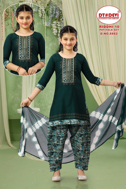 Riddhi Vol 10 8882 Dt Devi Vetican Girls Readymade Patiyala Suits Manufacturer Ahmedabad