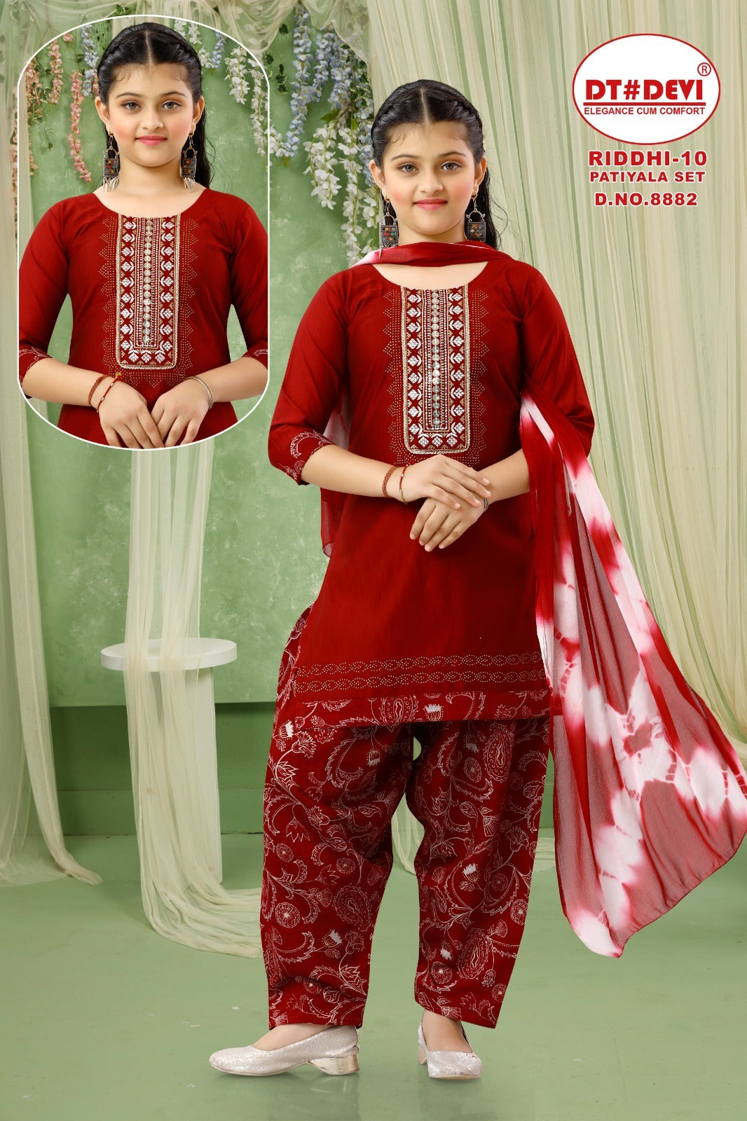 Riddhi Vol 10 8882 Dt Devi Vetican Girls Readymade Patiyala Suits Manufacturer Ahmedabad