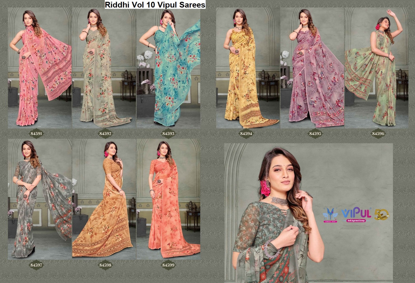 Riddhi Vol 10 Vipul Weightless Sarees Exporter India