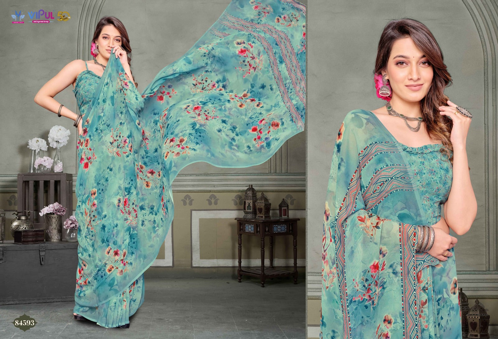 Riddhi Vol 10 Vipul Weightless Sarees Exporter India