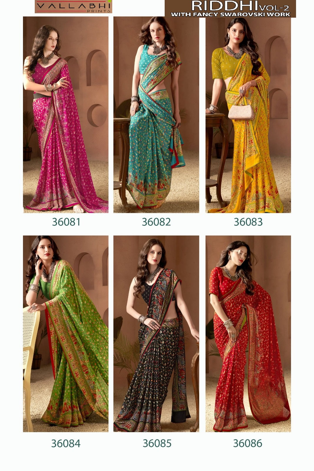 Riddhi Vol 2 Vallabhi Prints Georgette Sarees Wholesaler Ahmedabad
