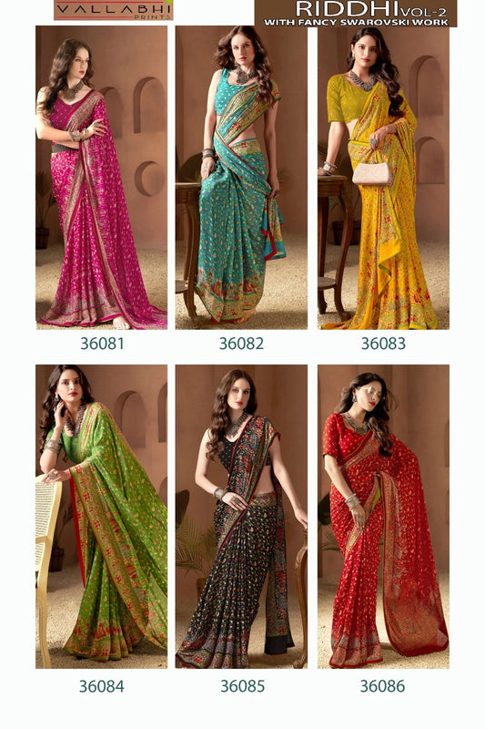 Riddhi Vol 2 Vallabhi Prints Georgette Sarees Wholesaler Ahmedabad