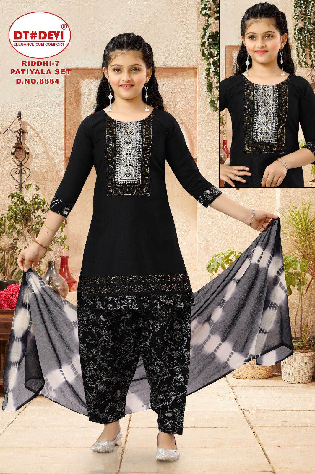 Riddhi Vol 7 Design 8884 Dt Devi Vetican Girls Readymade Patiyala Suits Supplier