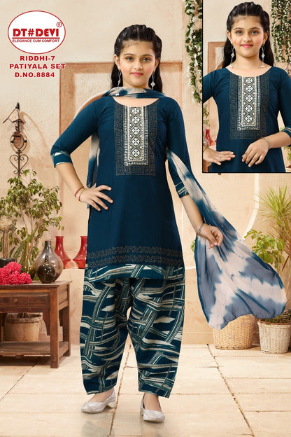 Riddhi Vol 7 Design 8884 Dt Devi Vetican Girls Readymade Patiyala Suits Supplier