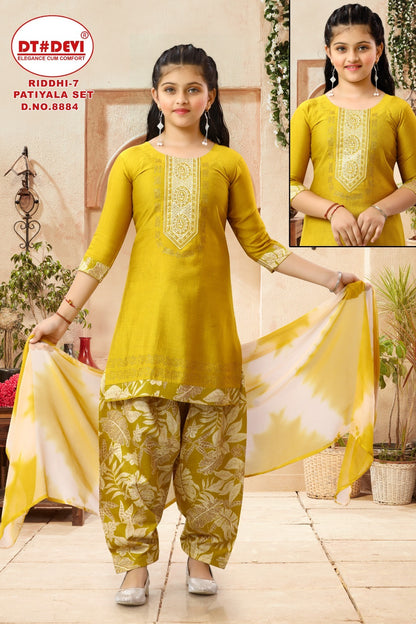 Riddhi Vol 7 Design 8884 Dt Devi Vetican Girls Readymade Patiyala Suits Supplier