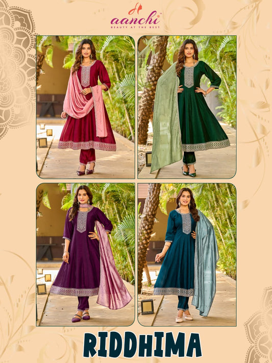 Riddhima Aanchi Vichitra Silk Readymade Anarkali Suits Wholesaler India