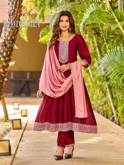 Riddhima Aanchi Vichitra Silk Readymade Anarkali Suits Wholesaler India
