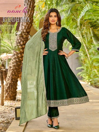 Riddhima Aanchi Vichitra Silk Readymade Anarkali Suits Wholesaler India