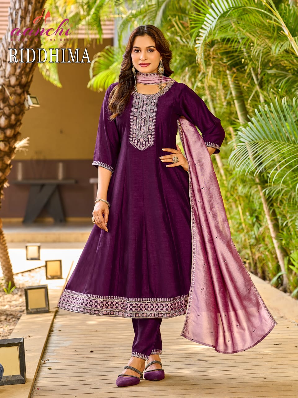 Riddhima Aanchi Vichitra Silk Readymade Anarkali Suits Wholesaler India