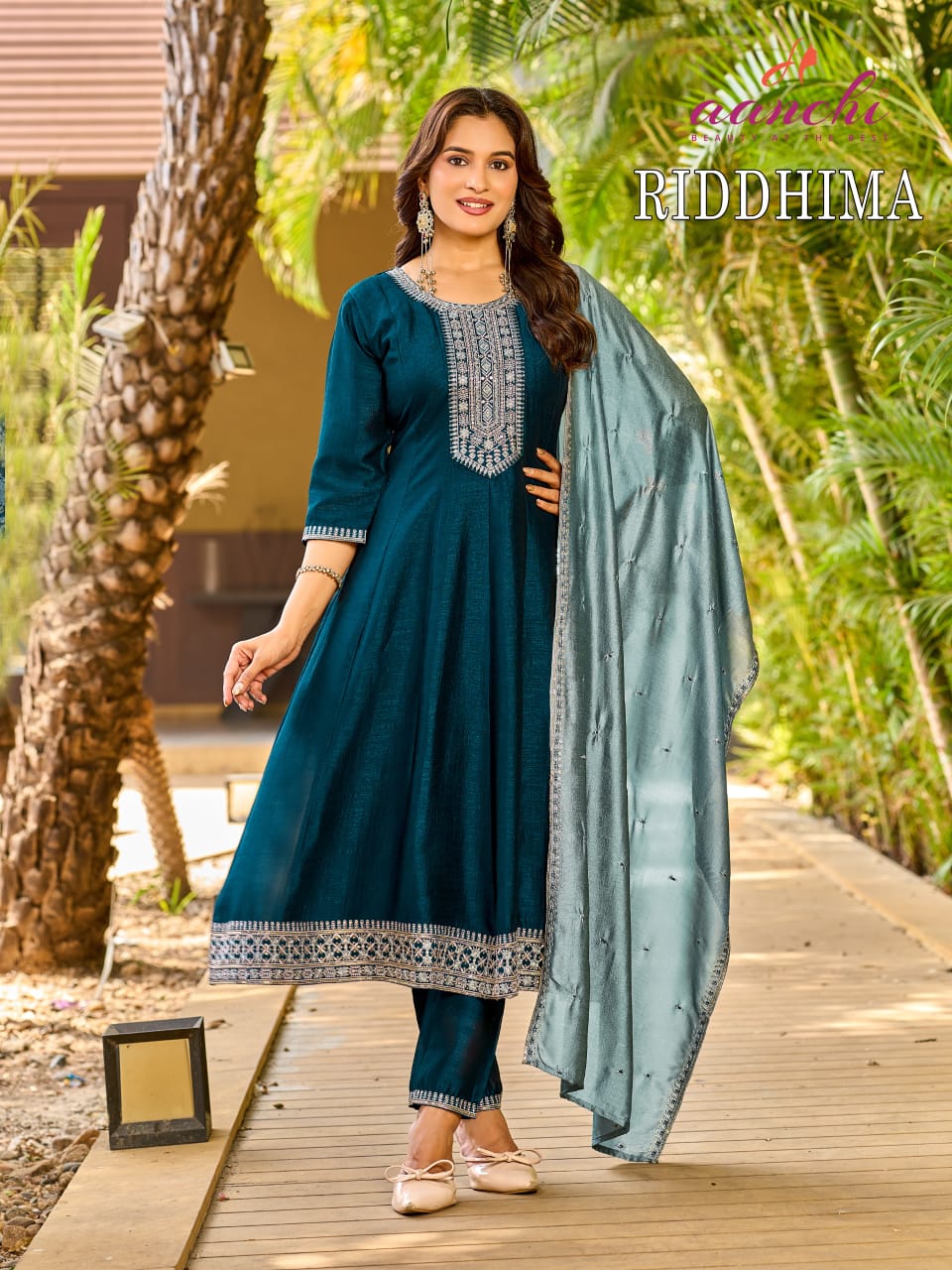 Riddhima Aanchi Vichitra Silk Readymade Anarkali Suits Wholesaler India