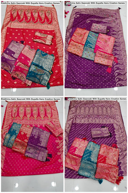 Riddhima Satin Swaroski With Dupatta Hans Creation Sarees Supplier India