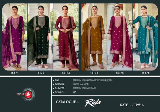 Ride Triple Aaa Viscose Jacquard Pant Style Suits Wholesaler Gujarat