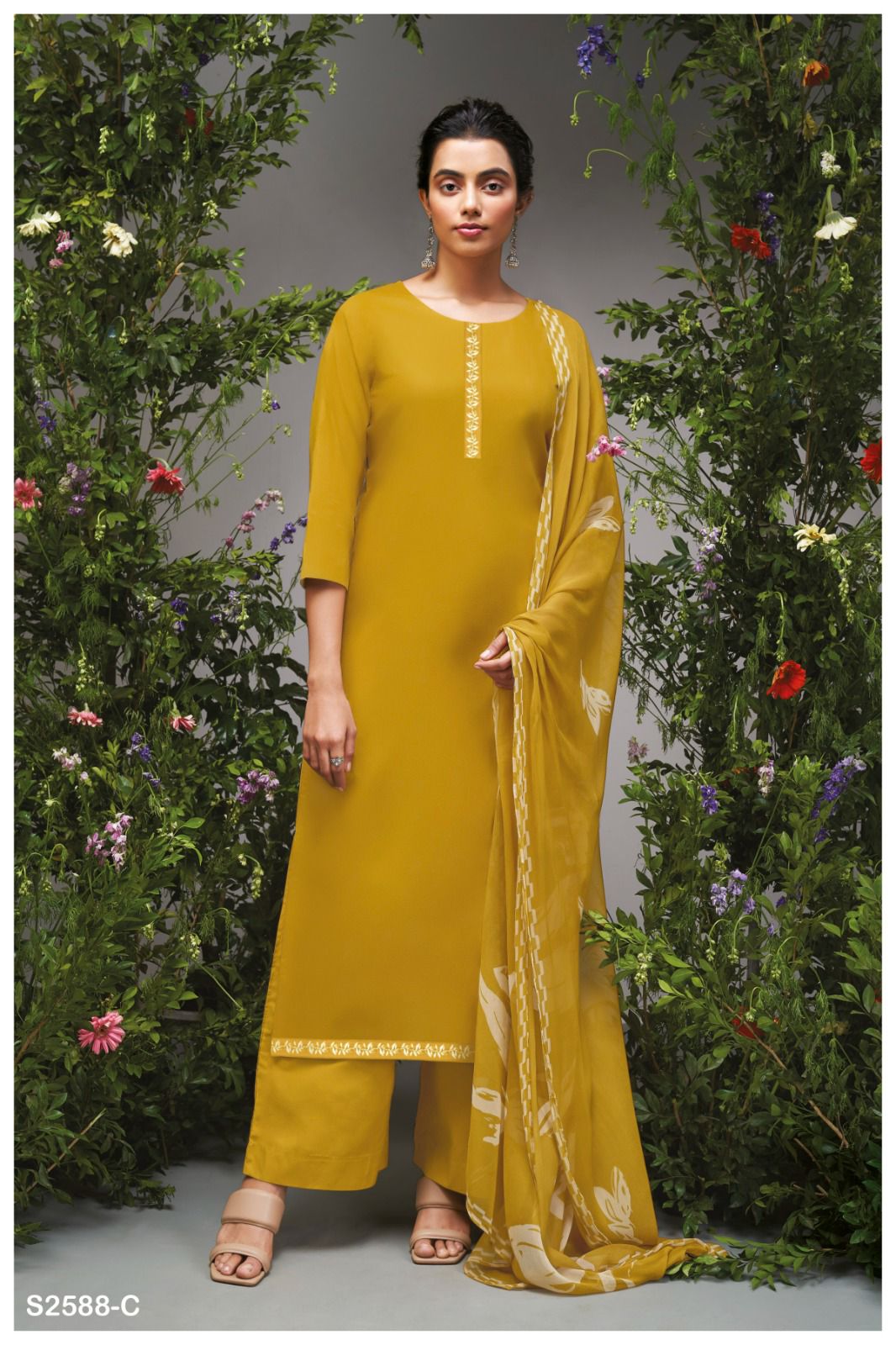 Ridhima 2588 Ganga Cotton Silk Plazzo Style Suits Supplier India