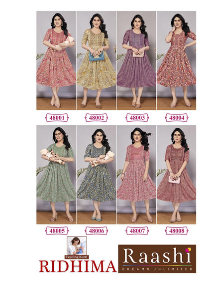Ridhima Raashi Capsule Feeding Kurtis Supplier