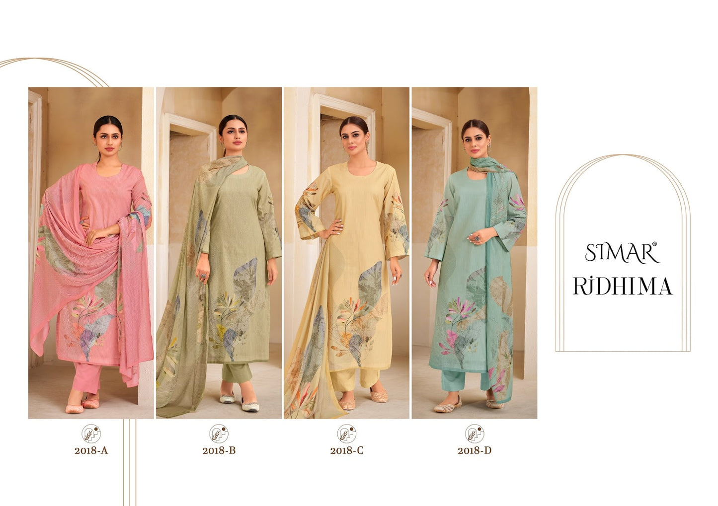 Ridhima Simar Glossy Lawn Cotton Pant Style Suits Exporter