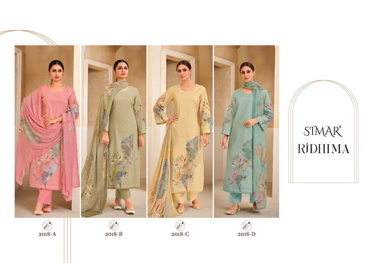 Ridhima Simar Glossy Lawn Cotton Pant Style Suits Exporter
