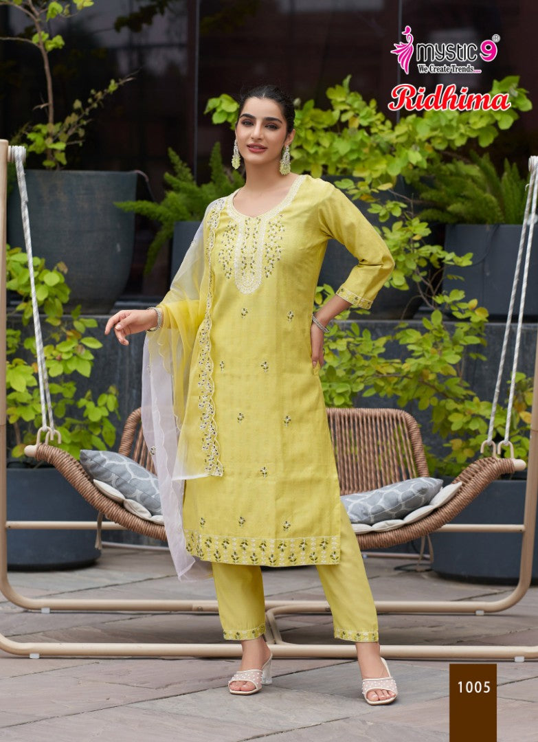 Ridhima Vol 1 Mystic 9 Vertican Readymade Pant Style Suits Supplier Ahmedabad