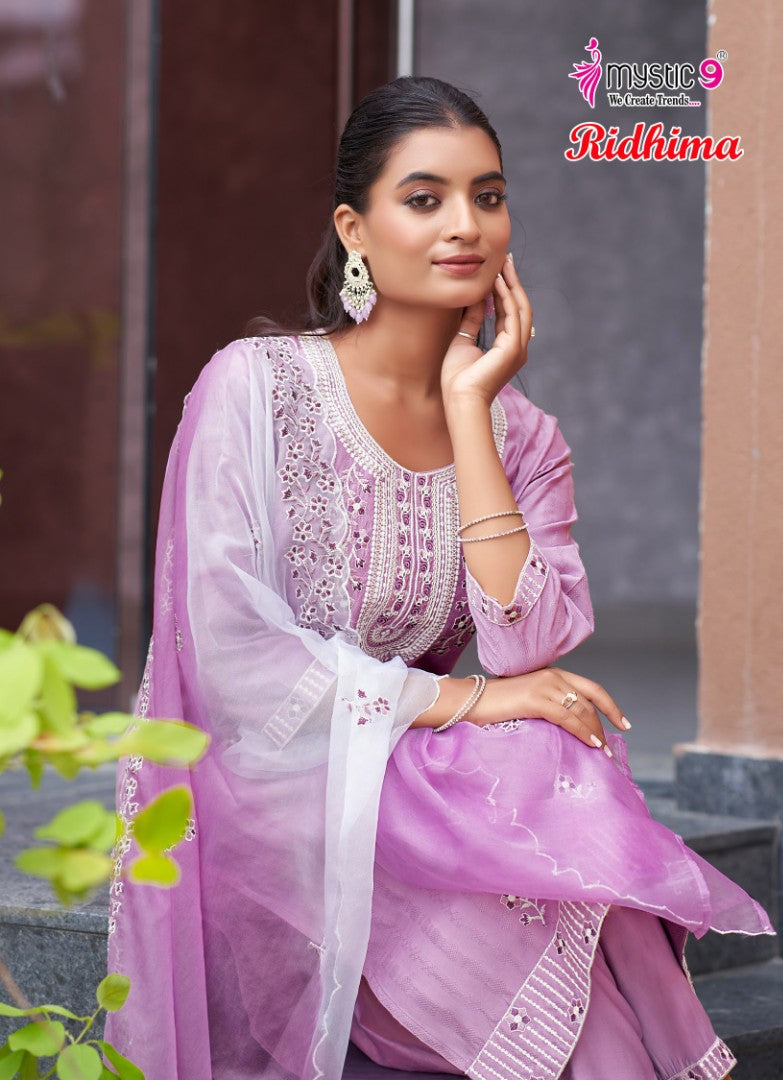 Ridhima Vol 1 Mystic 9 Vertican Readymade Pant Style Suits Supplier Ahmedabad