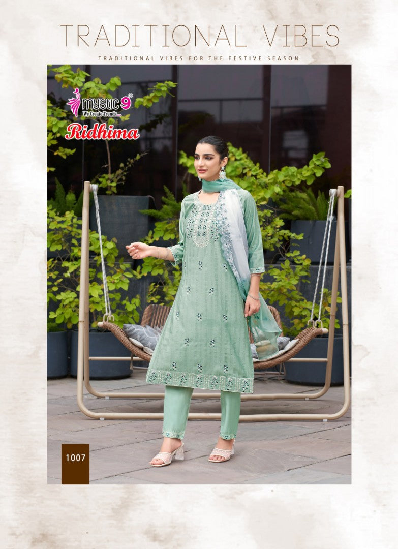 Ridhima Vol 1 Mystic 9 Vertican Readymade Pant Style Suits Supplier Ahmedabad
