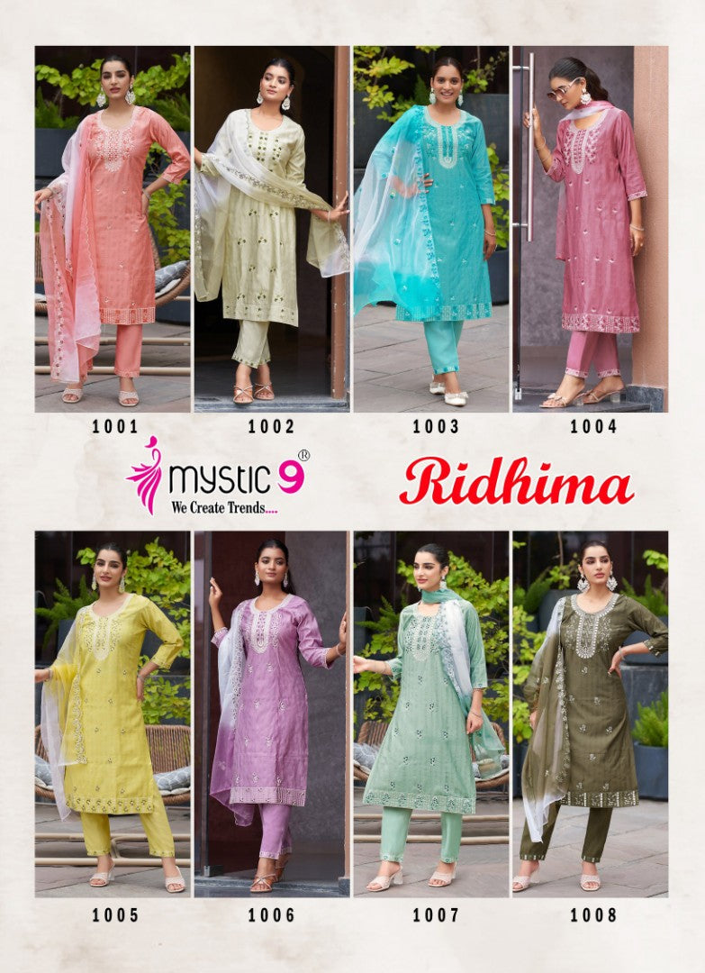 Ridhima Vol 1 Mystic 9 Vertican Readymade Pant Style Suits Supplier Ahmedabad