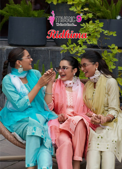 Ridhima Vol 1 Mystic 9 Vertican Readymade Pant Style Suits Supplier Ahmedabad