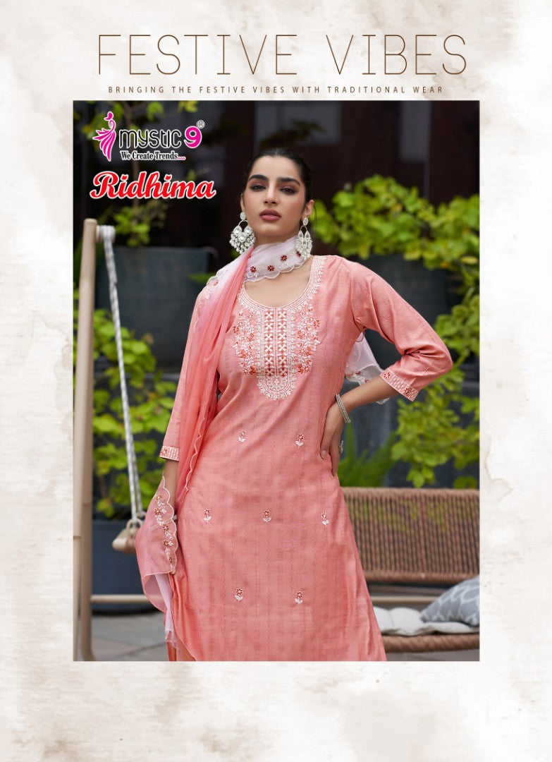 Ridhima Vol 1 Mystic 9 Vertican Readymade Pant Style Suits Supplier Ahmedabad