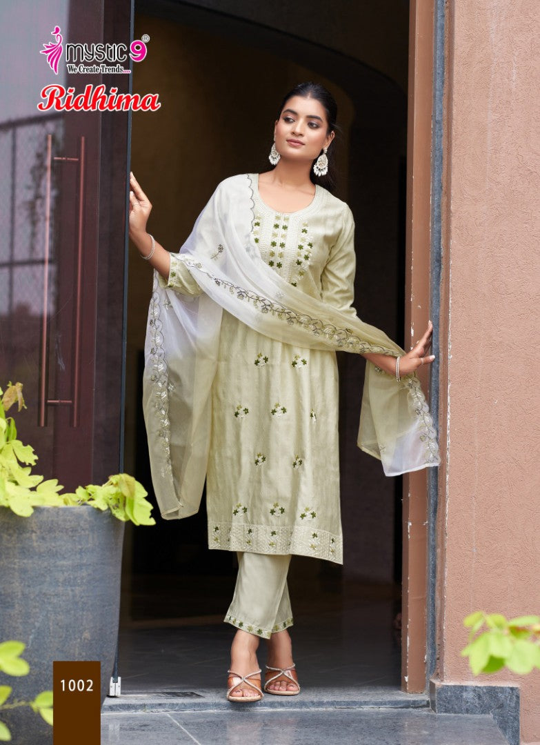 Ridhima Vol 1 Mystic 9 Vertican Readymade Pant Style Suits Supplier Ahmedabad