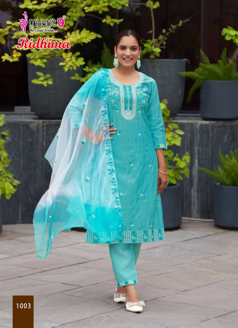 Ridhima Vol 1 Mystic 9 Vertican Readymade Pant Style Suits Supplier Ahmedabad