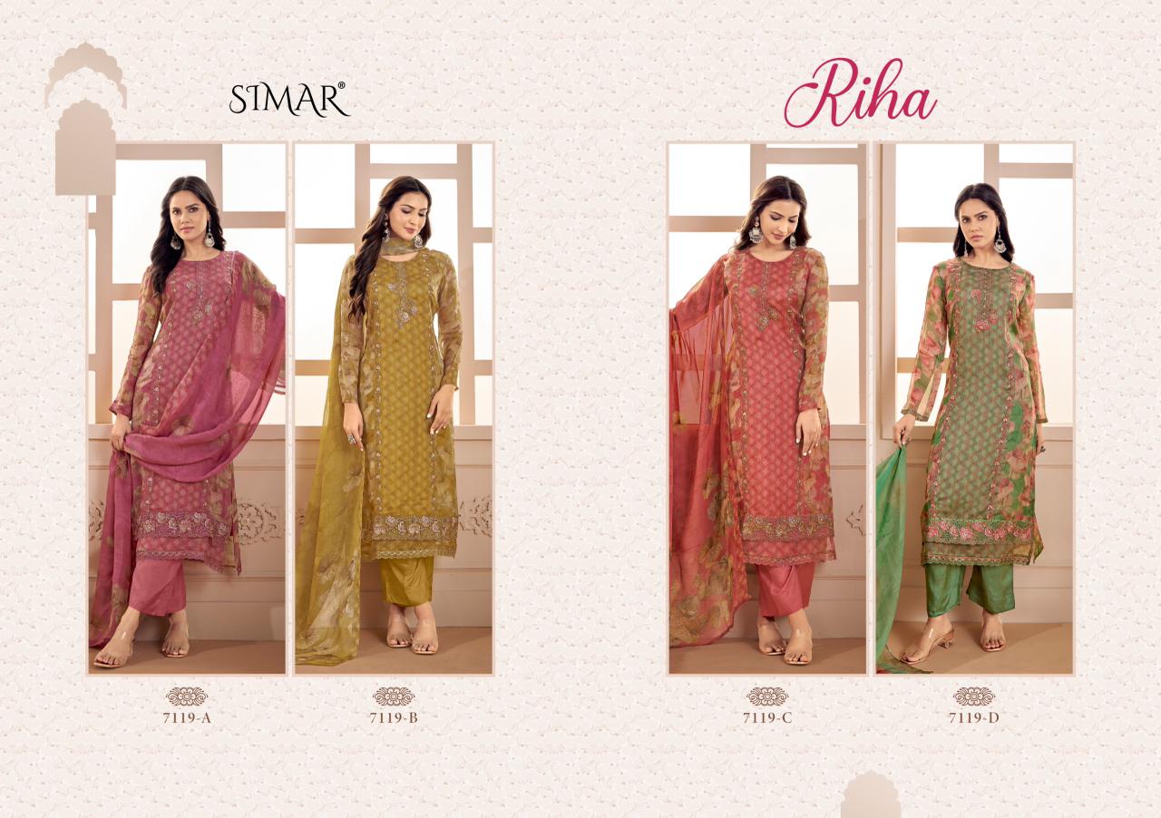 Riha Simar Viscose Muslin Pant Style Suits Wholesaler Gujarat