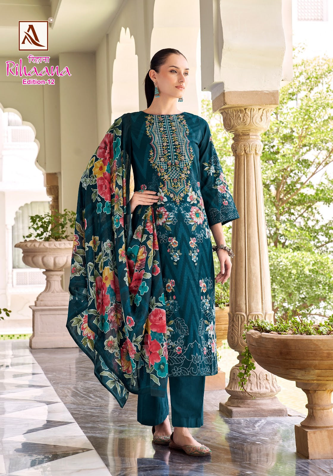 Rihaana Edition 12 Alok Cambric Karachi Salwar Suits Manufacturer Gujarat