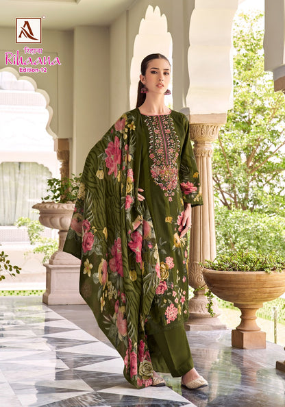 Rihaana Edition 12 Alok Cambric Karachi Salwar Suits Manufacturer Gujarat
