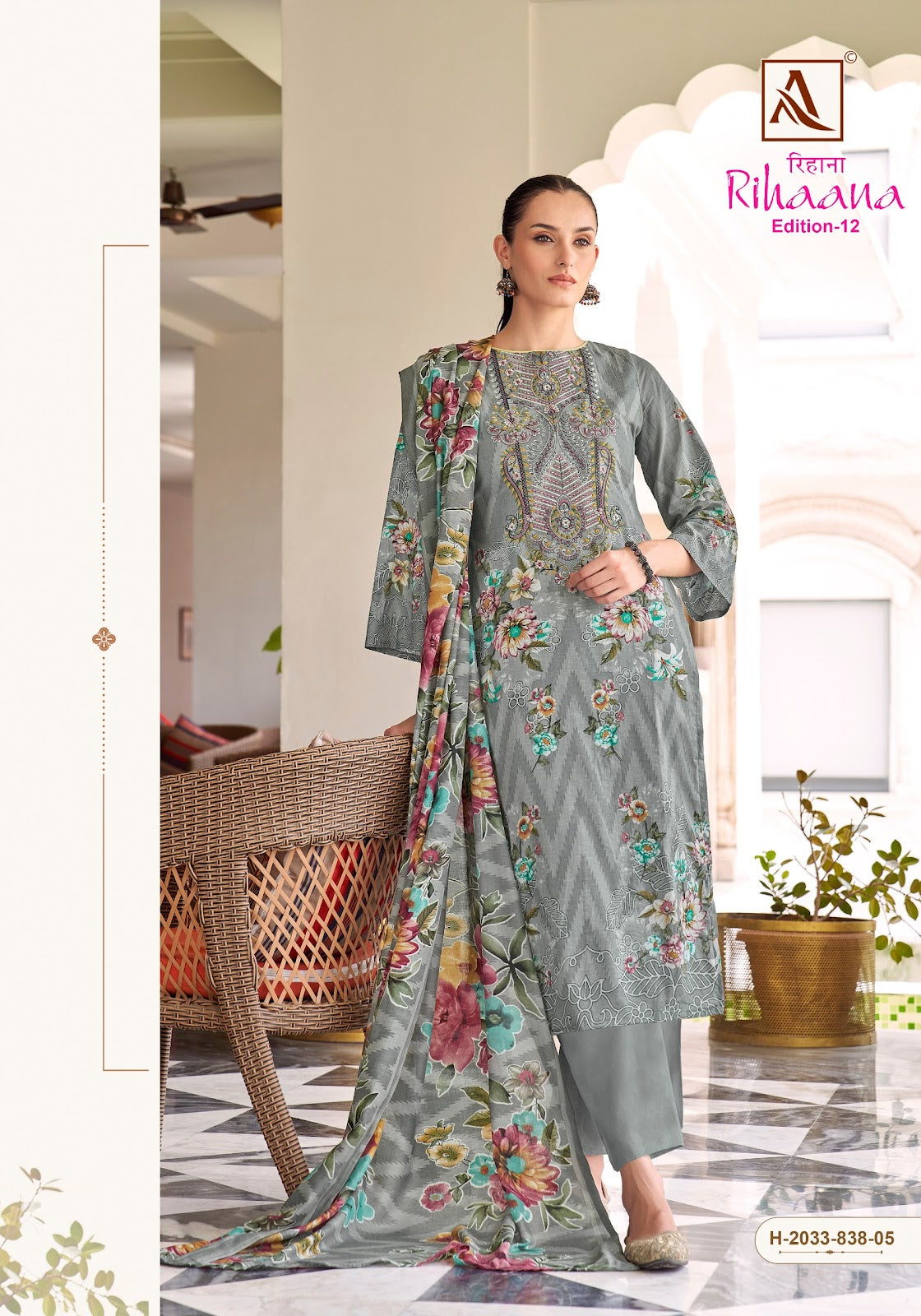 Rihaana Edition 12 Alok Cambric Karachi Salwar Suits Manufacturer Gujarat