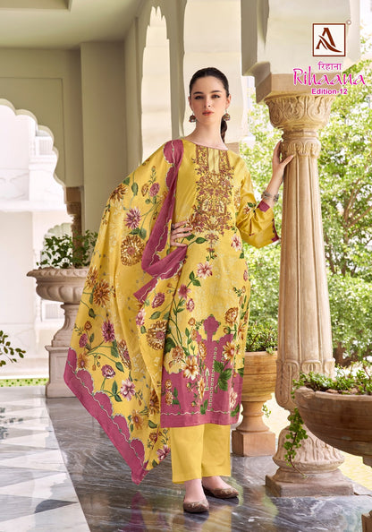 Rihaana Edition 12 Alok Cambric Karachi Salwar Suits Manufacturer Gujarat