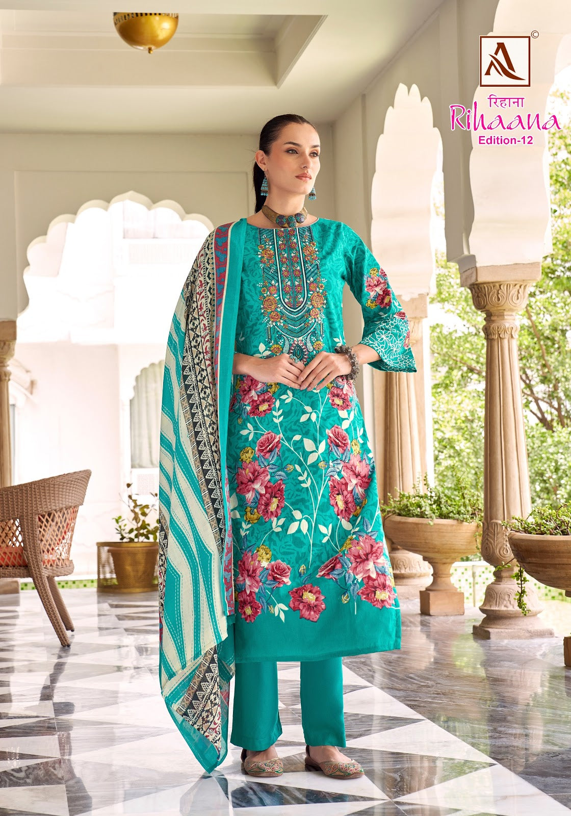 Rihaana Edition 12 Alok Cambric Karachi Salwar Suits Manufacturer Gujarat