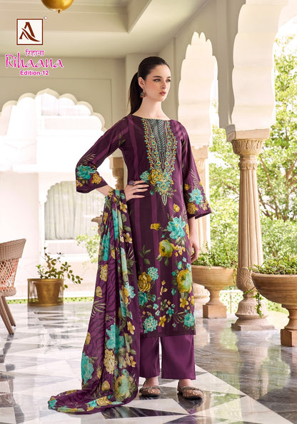Rihaana Edition 12 Alok Cambric Karachi Salwar Suits Manufacturer Gujarat