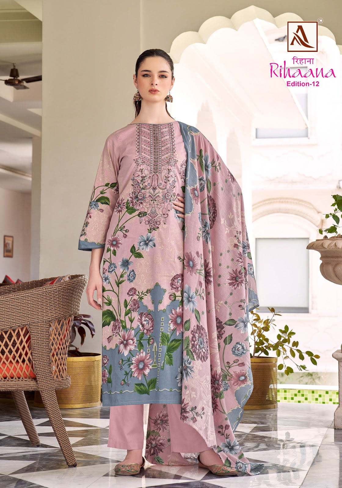 Rihaana Edition 12 Alok Cambric Karachi Salwar Suits Manufacturer Gujarat