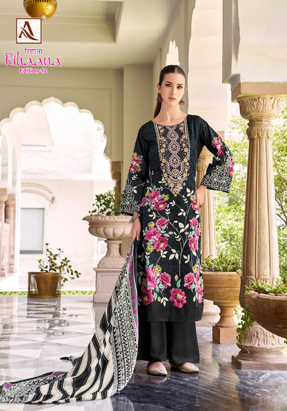 Rihaana Edition 12 Alok Cambric Karachi Salwar Suits Manufacturer Gujarat