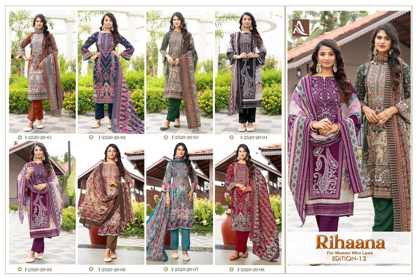 Rihaana Edition 13 Alok Cambric Cotton Karachi Salwar Suits Wholesale