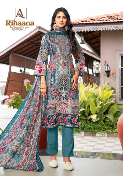 Rihaana Edition 13 Alok Cambric Cotton Karachi Salwar Suits Wholesale