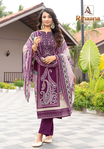 Rihaana Edition 13 Alok Cambric Cotton Karachi Salwar Suits Wholesale