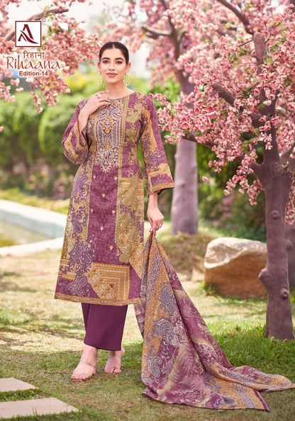 Rihaana Edition 14 Alok Cambric Cotton Karachi Salwar Suits Exporter