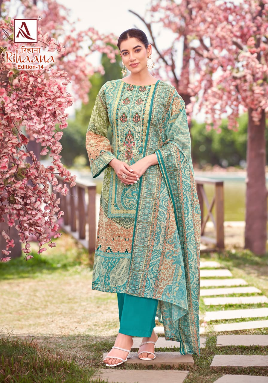 Rihaana Edition 14 Alok Cambric Cotton Karachi Salwar Suits Exporter