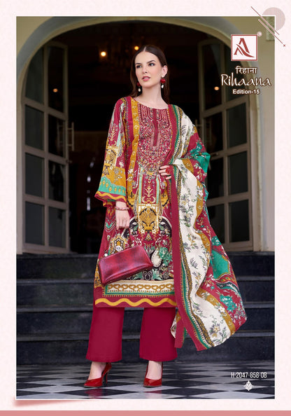 Rihaana Edition 15 Alok Cambric Cotton Karachi Salwar Suits Exporter Gujarat