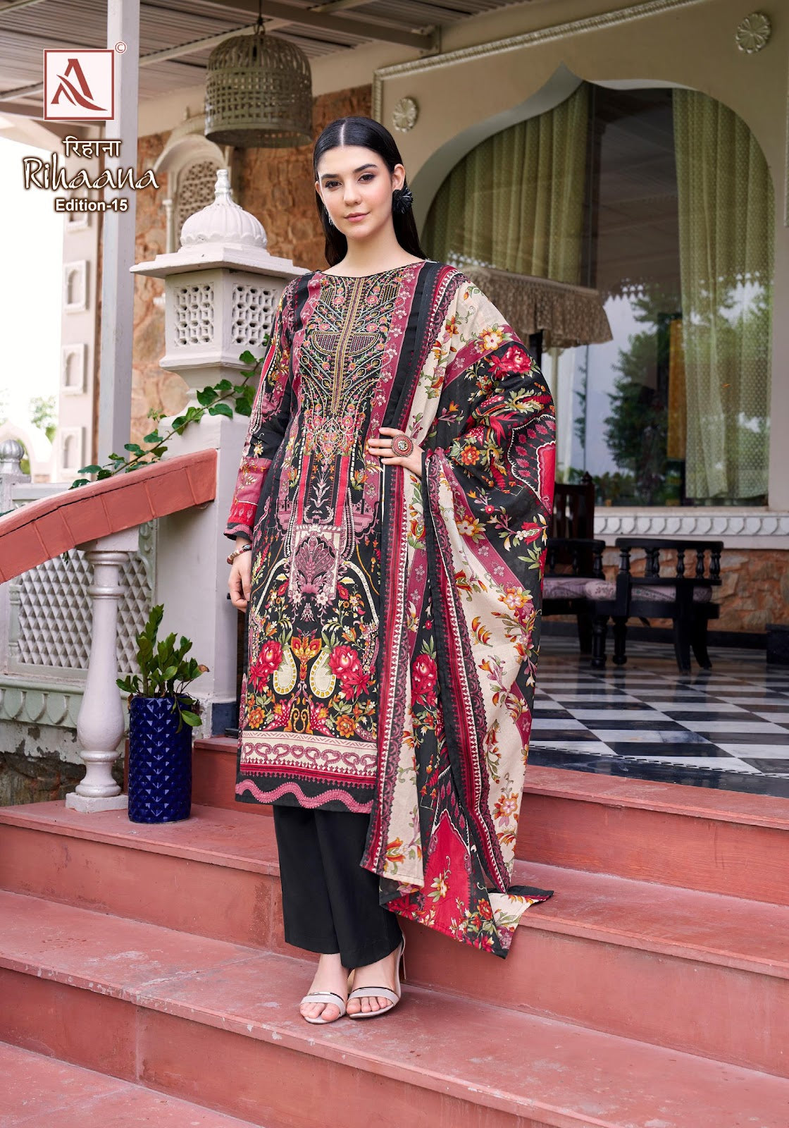 Rihaana Edition 15 Alok Cambric Cotton Karachi Salwar Suits Exporter Gujarat