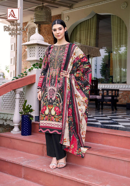 Rihaana Edition 15 Alok Cambric Cotton Karachi Salwar Suits Exporter Gujarat