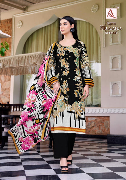 Rihaana Edition 15 Alok Cambric Cotton Karachi Salwar Suits Exporter Gujarat