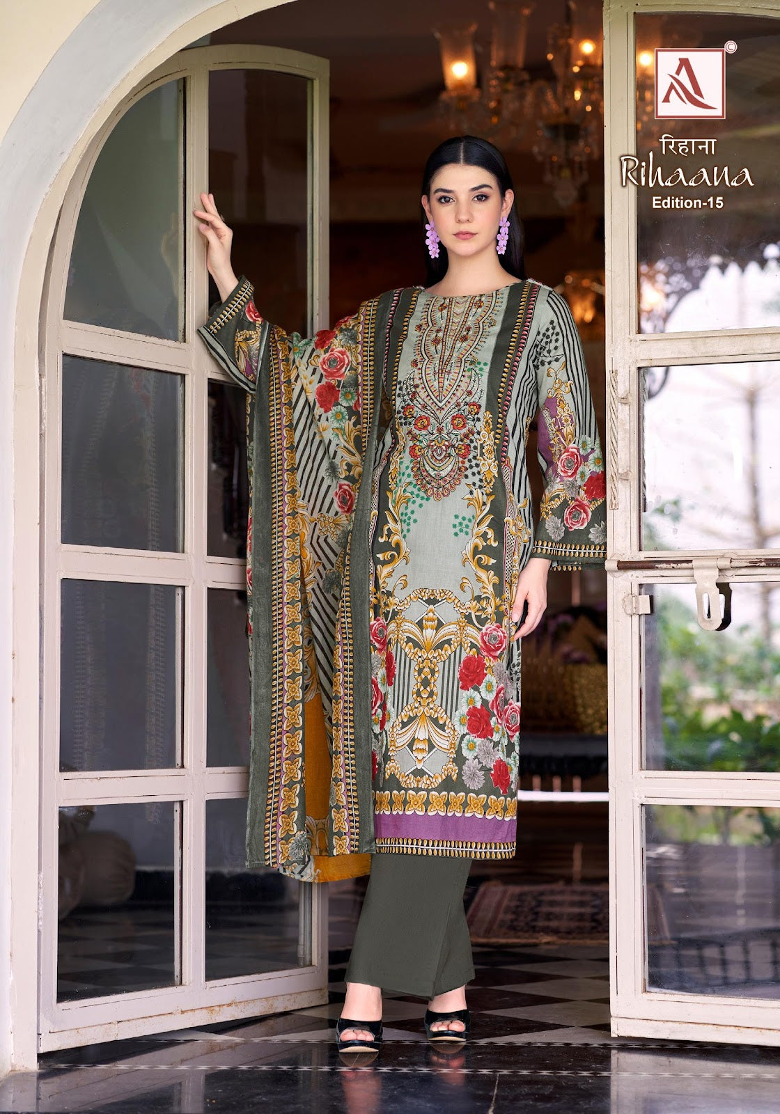 Rihaana Edition 15 Alok Cambric Cotton Karachi Salwar Suits Exporter Gujarat